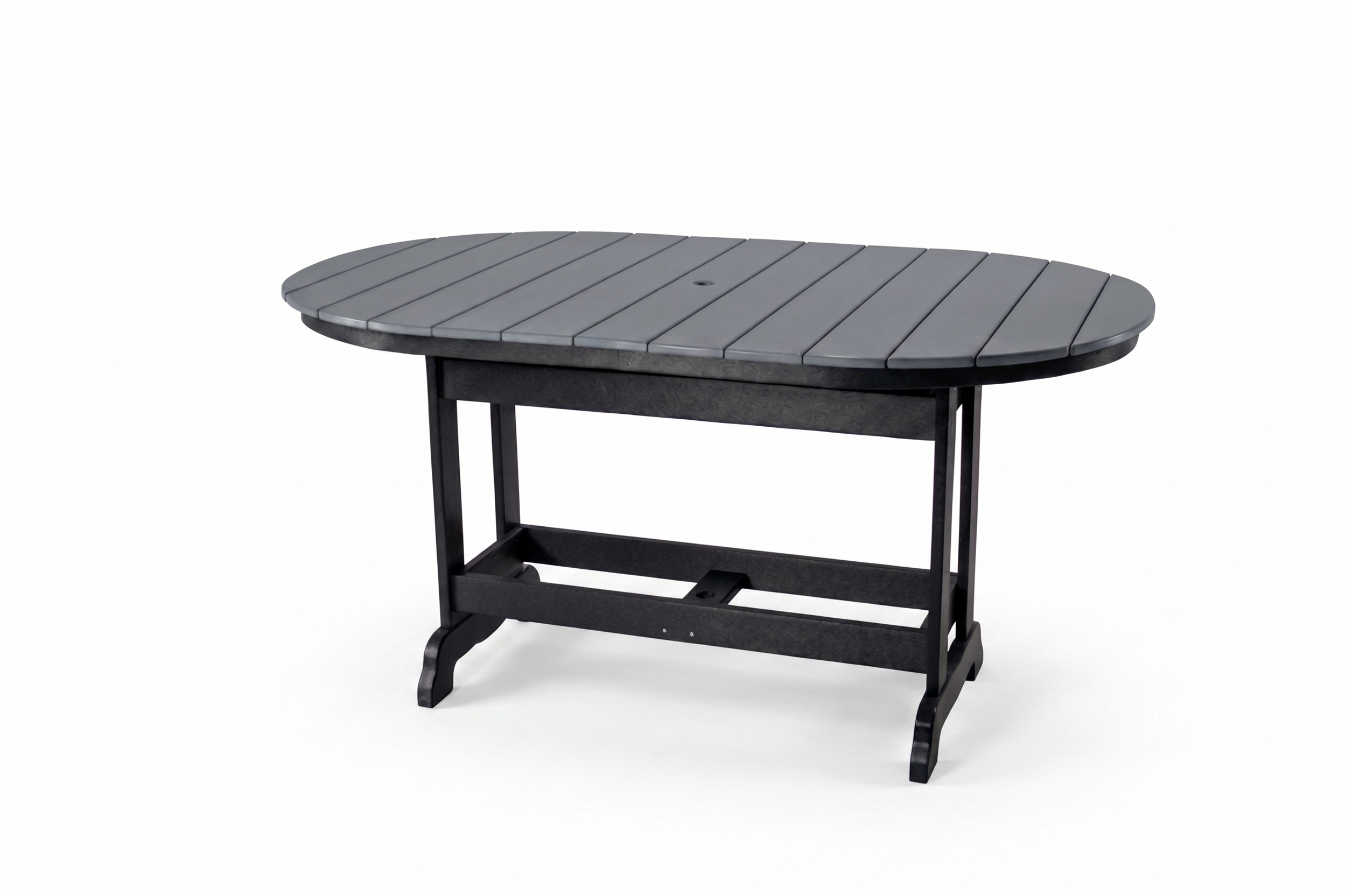 Poly 6′ Bar Height Table & Swivel Chairs Set | Slate Gray on Black