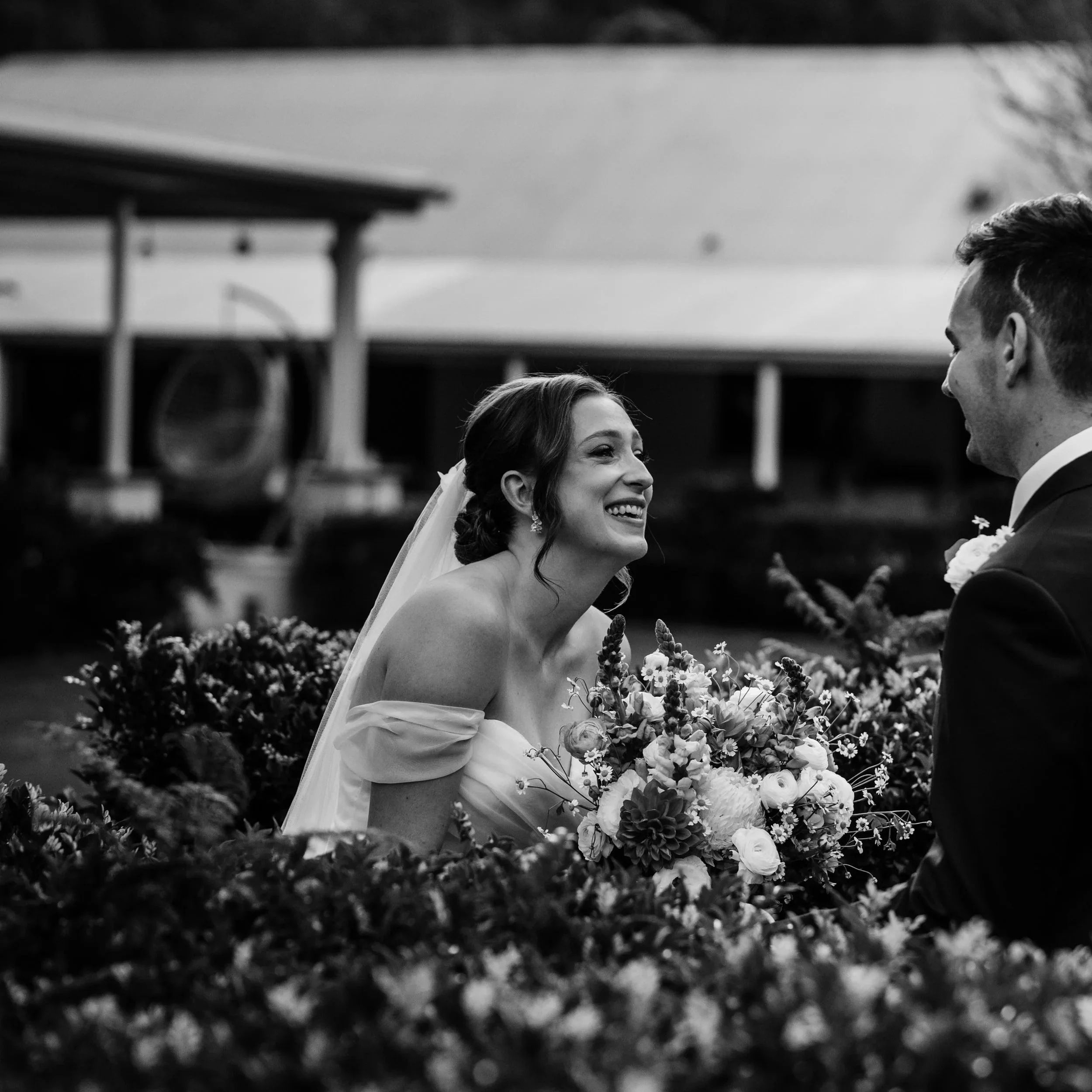 Grooms first look at his bride on their wedding day