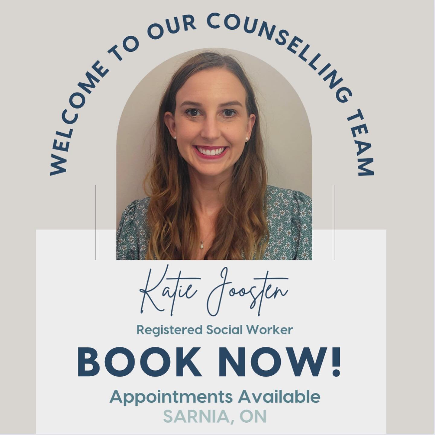 Counselling Appointments Available in Sarnia!! FREE CONSULTS. We are thrilled to announce that Katie is joining our team!✨

With over 15 years of experience, she is eager to continue supporting our incredible community and help you learn to thrive in