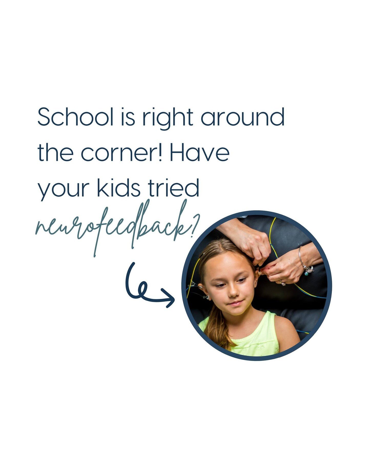 School is starting soon! ⁠
⁠
Have you ever tried neurofeedback for your child?⁠
⁠
Neurofeedback is a form of brain training. It's a safe and effective way that may help them become more focused and organized in the classroom, which can help them succ