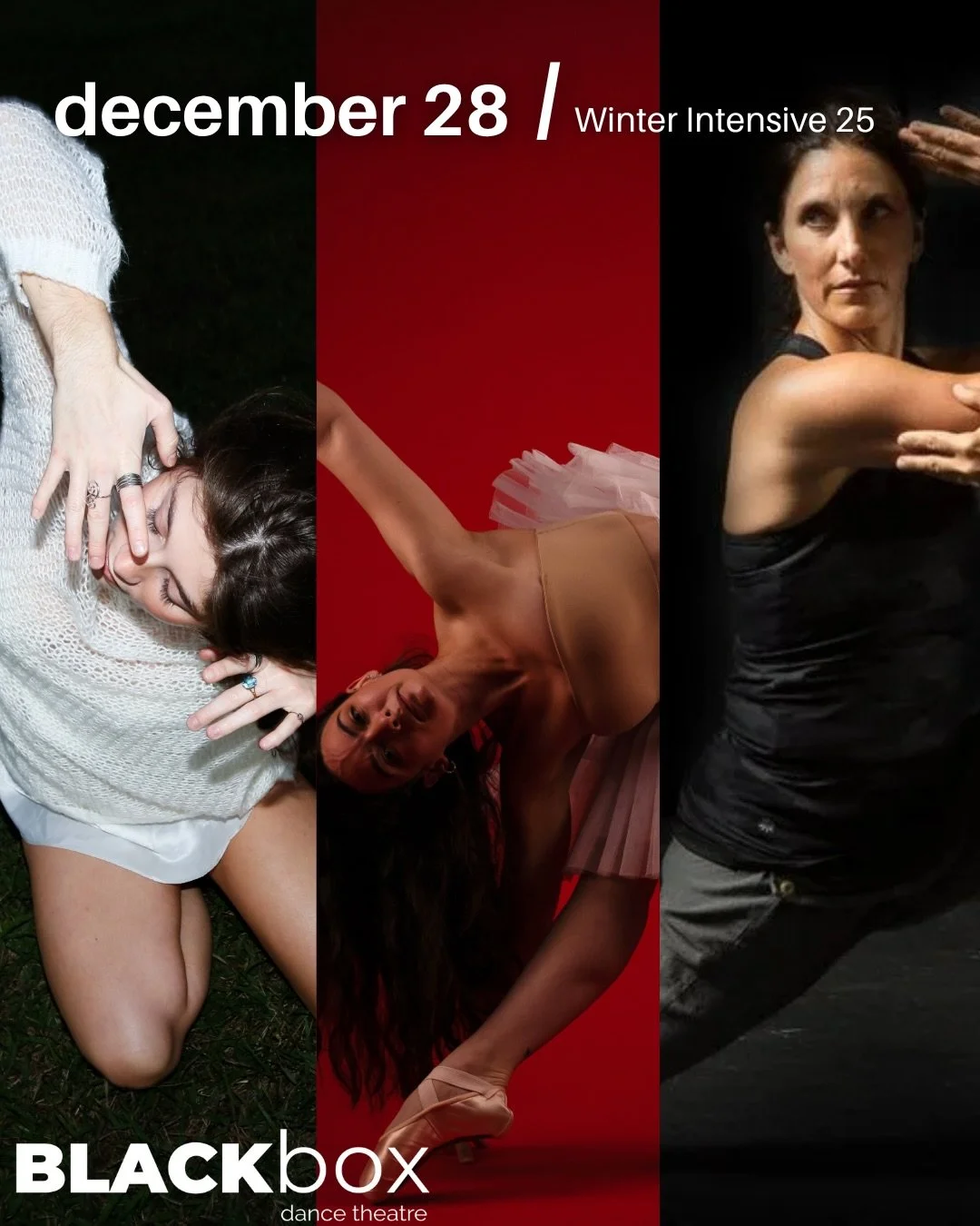 WINTER INTENSIVE CLASS DROP ❤️&zwj;🔥 

December 28, 11AM-3:30PM, @artstogether 

Single drop-ins, 5 class-packs, or discounted full tuition rates available. Link in the bio for sign-up. 

End your year with dance. 

Photos from left to right by Anab