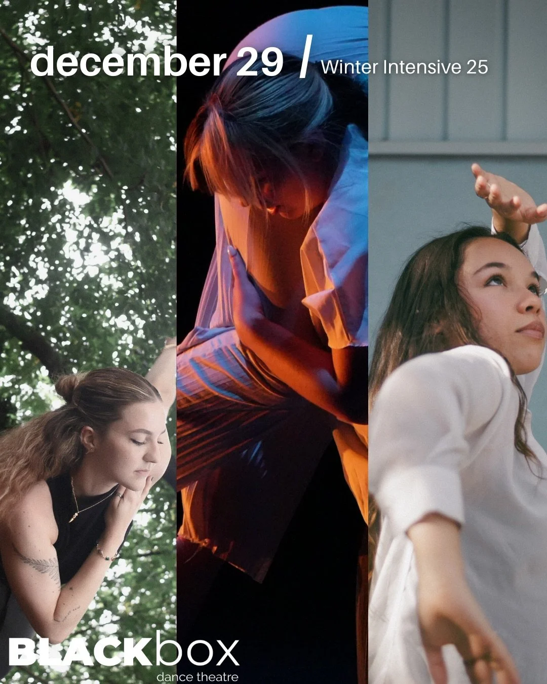 WINTER INTENSIVE CLASS DROP ✌️ 

December 29, 11AM-3:30PM, @artstogether

Single drop-ins, 5 class-packs, or discounted full tuition rates available. Link in the bio for sign-up.

End your year with dance.

Photos from left to right by Elliot Peterso