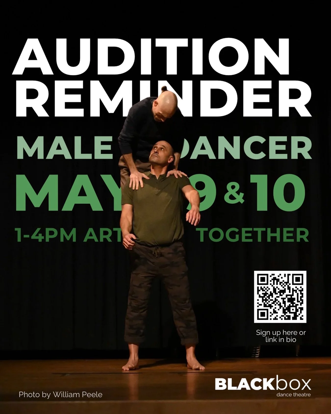 Auditions for a male dancer to join our company for the 2026-2027 season start TOMORROW 🤩 

Don&rsquo;t forget to sign up at the link in our bio! We&rsquo;ll see ya May 9th or 10th from 1-4PM at @artstogether 👋 

#BBDT #BlackBoxDanceTheatre #MaleDa