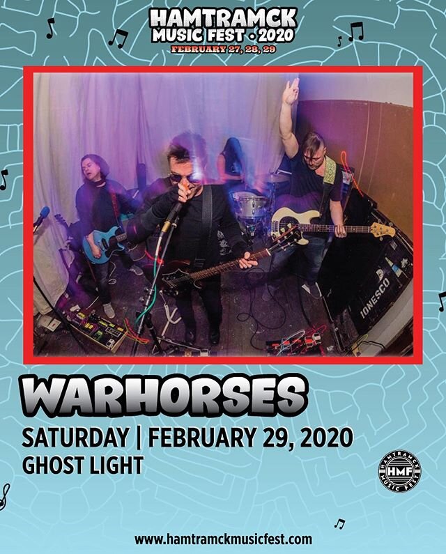 Tonight!!! We are closing out @hamtramckmusicfest at @ghostlighthamtramck just after midnight, Heavy trance rock style. #HMF2020 #warhorses #warhorsesdetroit #heavytrancerock #psychrock 
Thanks to Dear Darkness for the poster! They are kicking it off