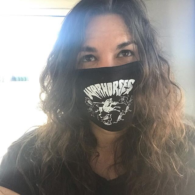 Limited run of face masks available now at warhorses.bandcamp.com &mdash; only $5 with purchase of LP or shirt. Or $12 solo. Includes shipping. #warhorses #warhorsesdetroit #heavytrancerock #facemask #rocknrollfacemask