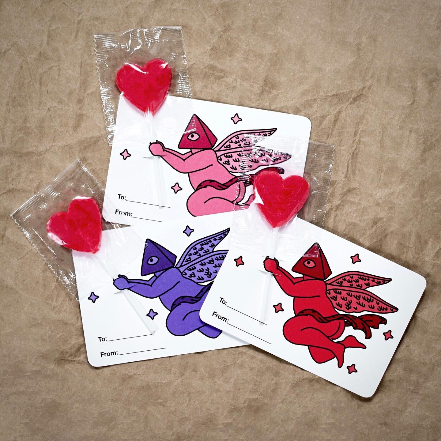 Now available for your last minute Valentine's Day shopping!! We just stocked our online store with this limited-edition Cherub Stationary Set, available in a set of 3! Each card arrives pre-cut with lollipop inserts and features a festive message + 