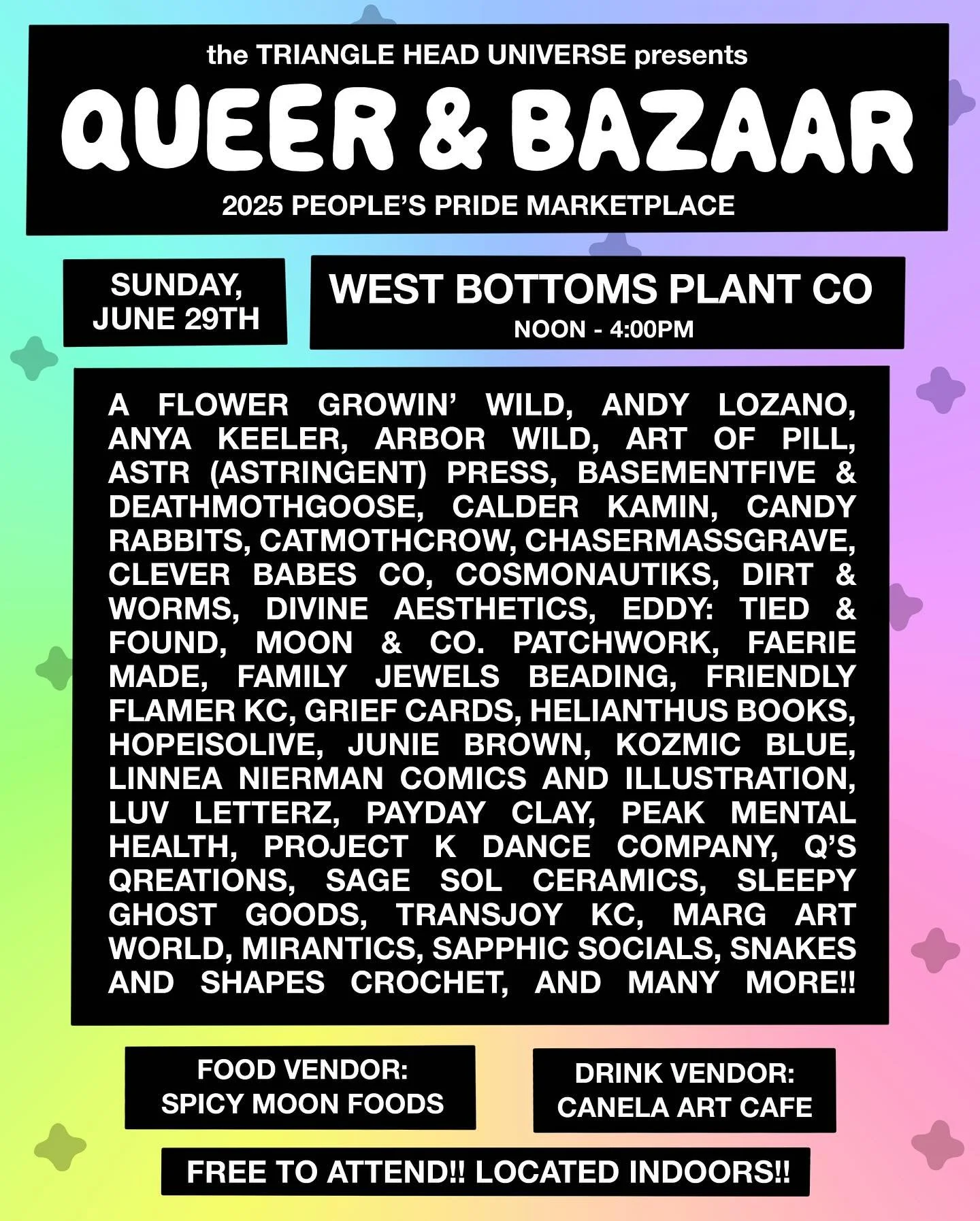 We are beyond excited for YEAR THREE of People&rsquo;s Pride!! Come celebrate local queer creativity with us at QUEER &amp; BAZAAR happening at @westbottomsplantcompany and @theblackboxkc tomorrow in the West Bottoms!!🎉🎉

You&rsquo;ll find original
