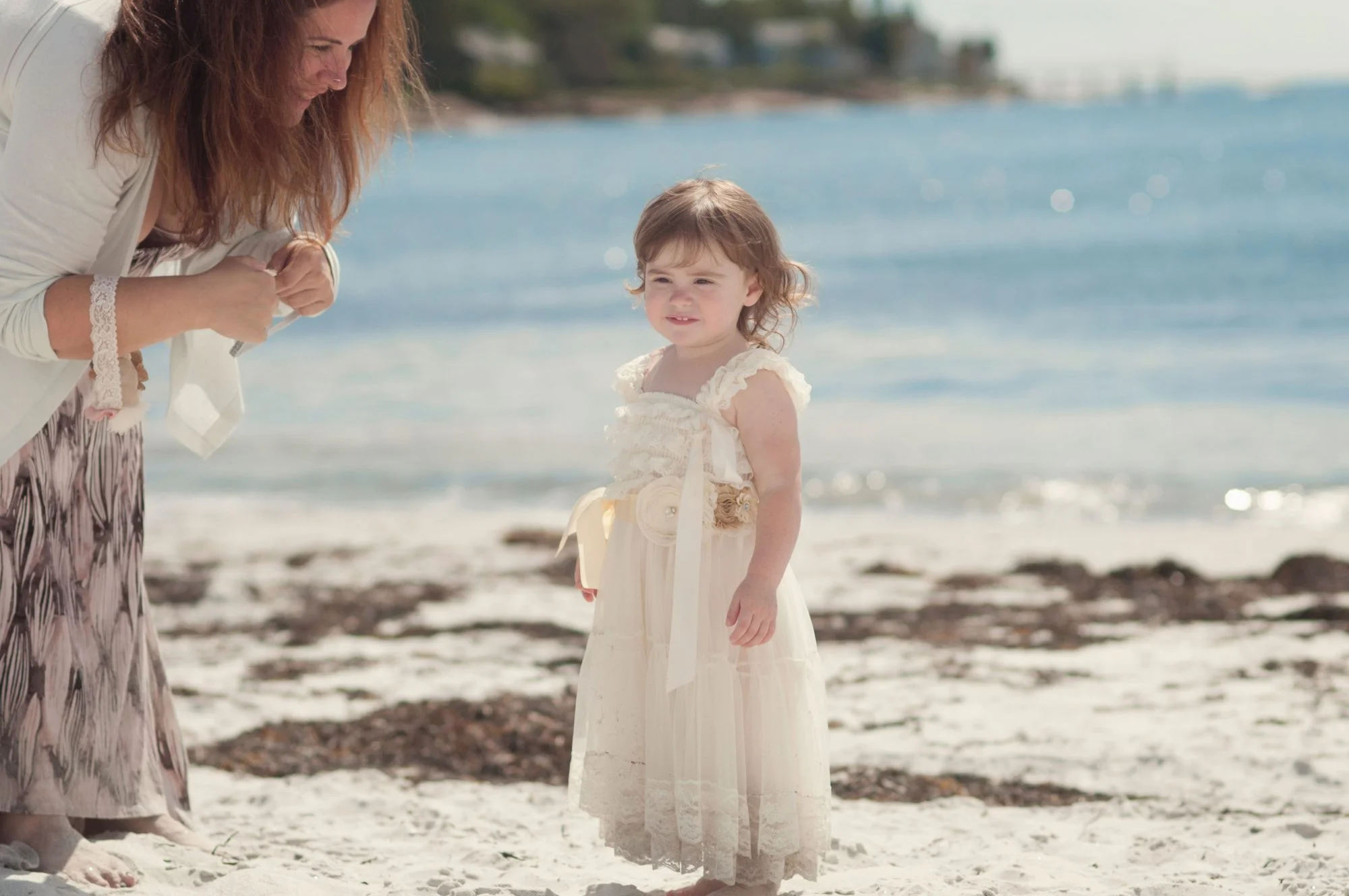 Mother and daughter at Pemaquid Beach, Maine