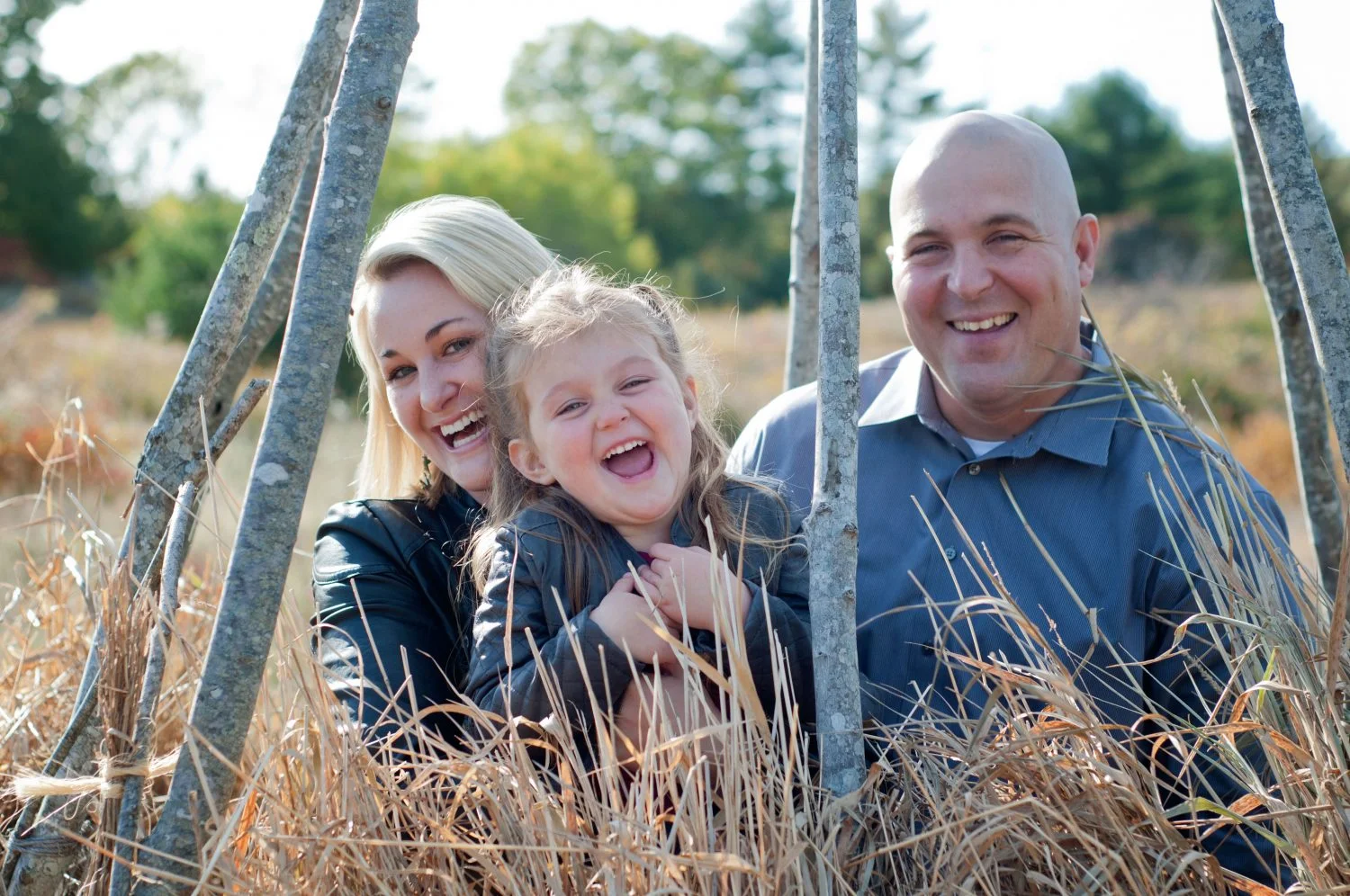 silly portrait of young family