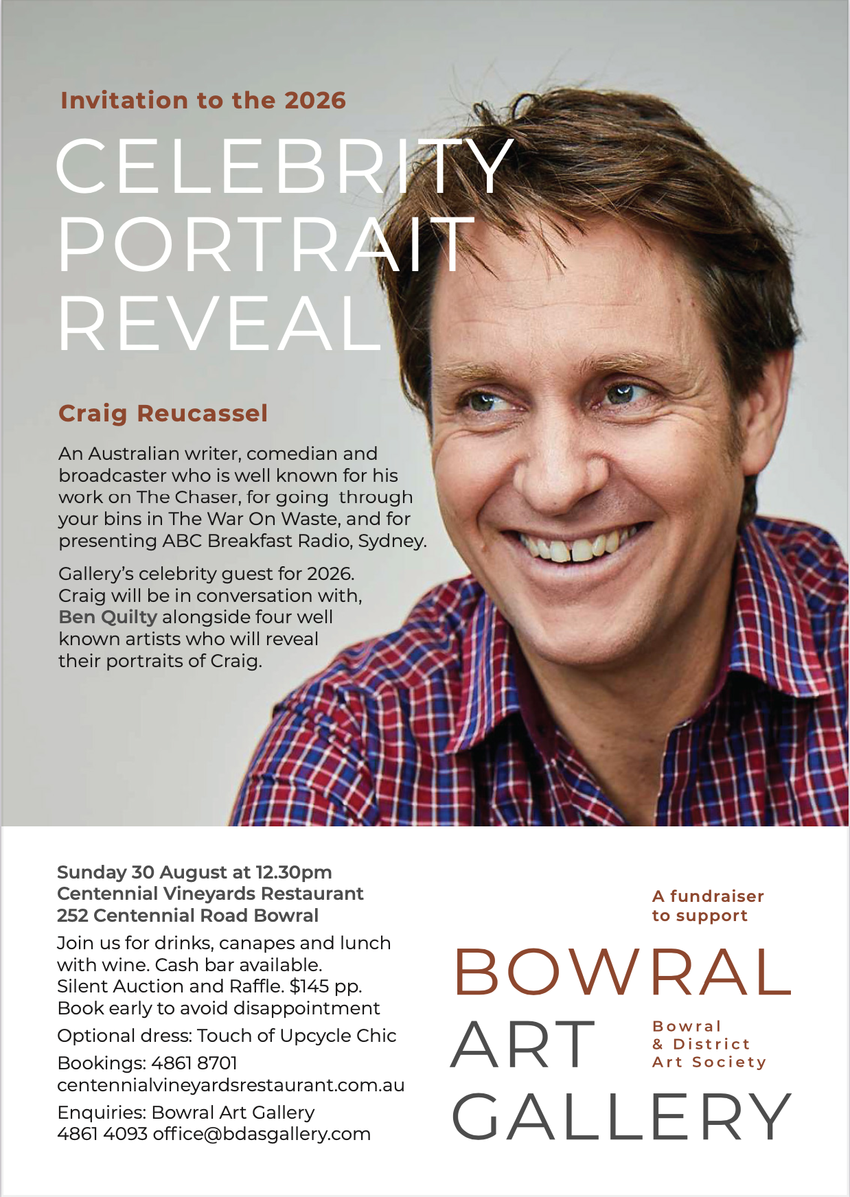 Bowral District Art Gallery Celebrity Portrait Reveal 2026