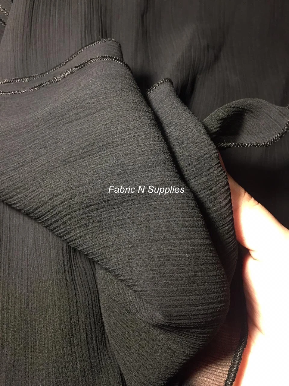 Black Pure Chiffon Georgette Fabric Sold By Yard Righto Right