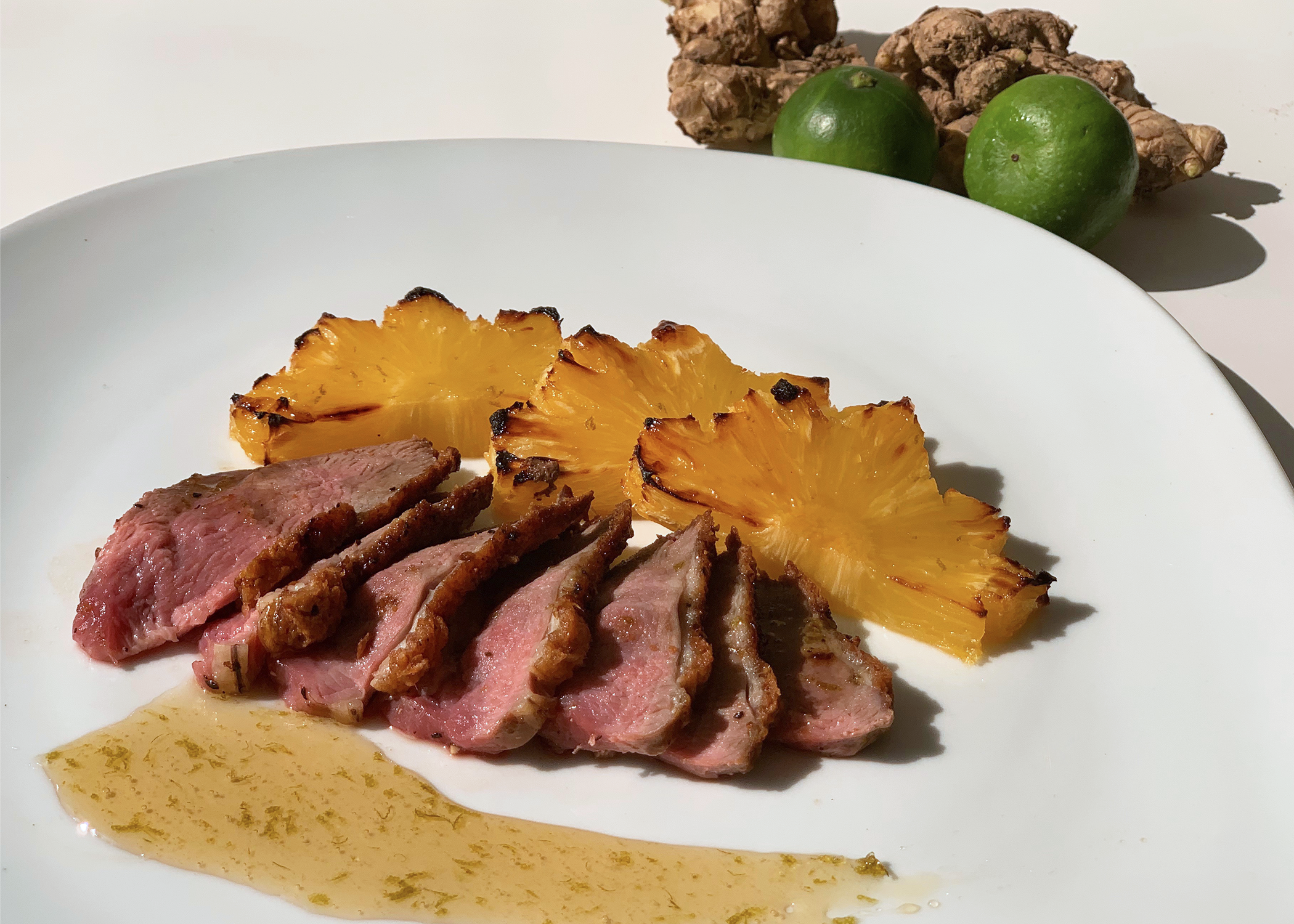 Seared Duck Breast And Pineapple Paired With Sicilian Red Wine Toasst Co