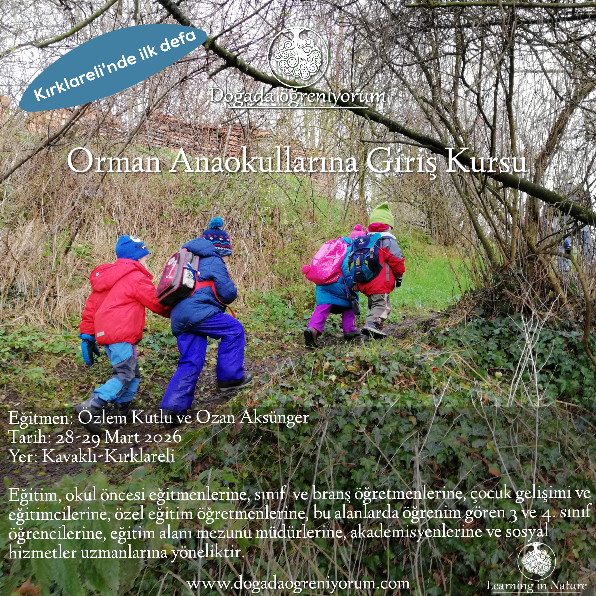 28-29 Mart 2026 Orman Anaokullarına Giriş Kursu, Kırklareli