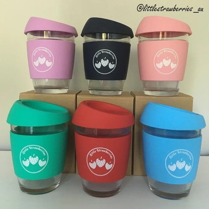Little Strawberries 350ml Reusable Coffee Cups