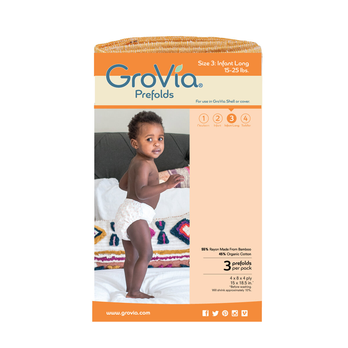 GroVia Prefolds- Size 3 Pack of 3