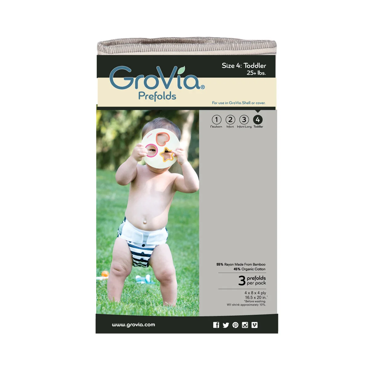 GroVia Prefolds- Size 4 Pack of 3 