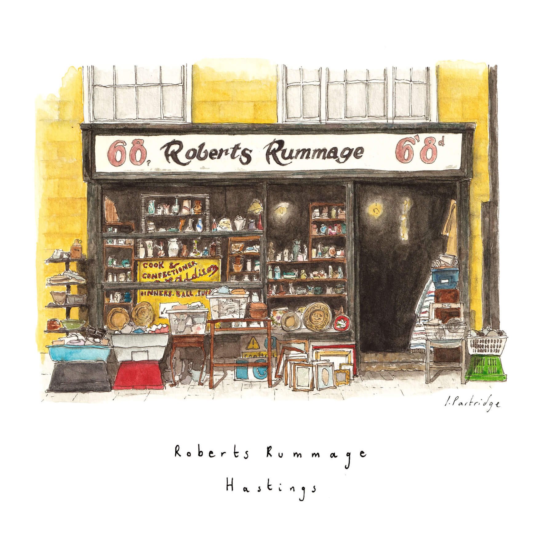 Roberts Rummage Jumble Antique Shop Business Illustration