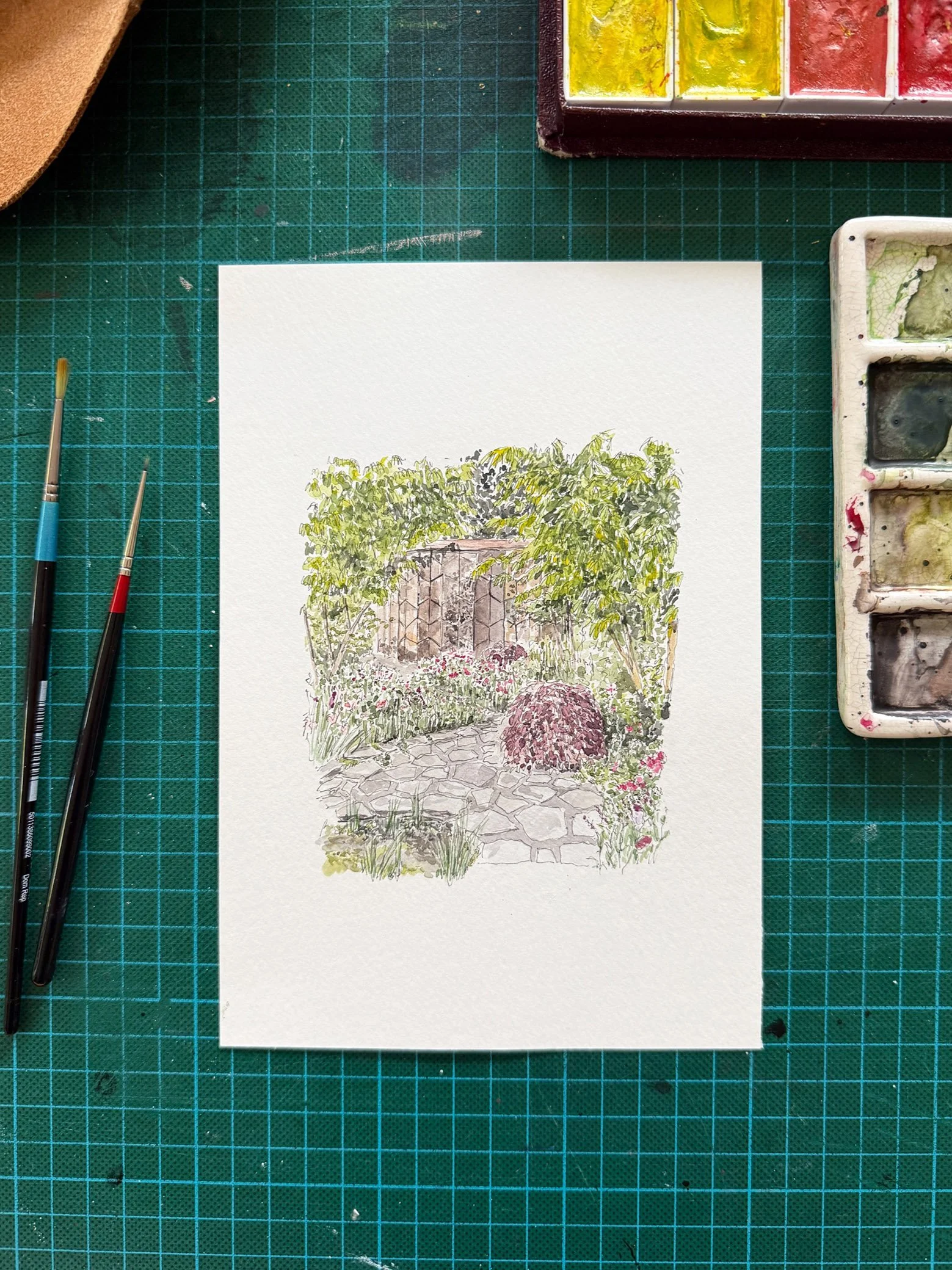 Watercolour Illustration of The Glasshouse Garden