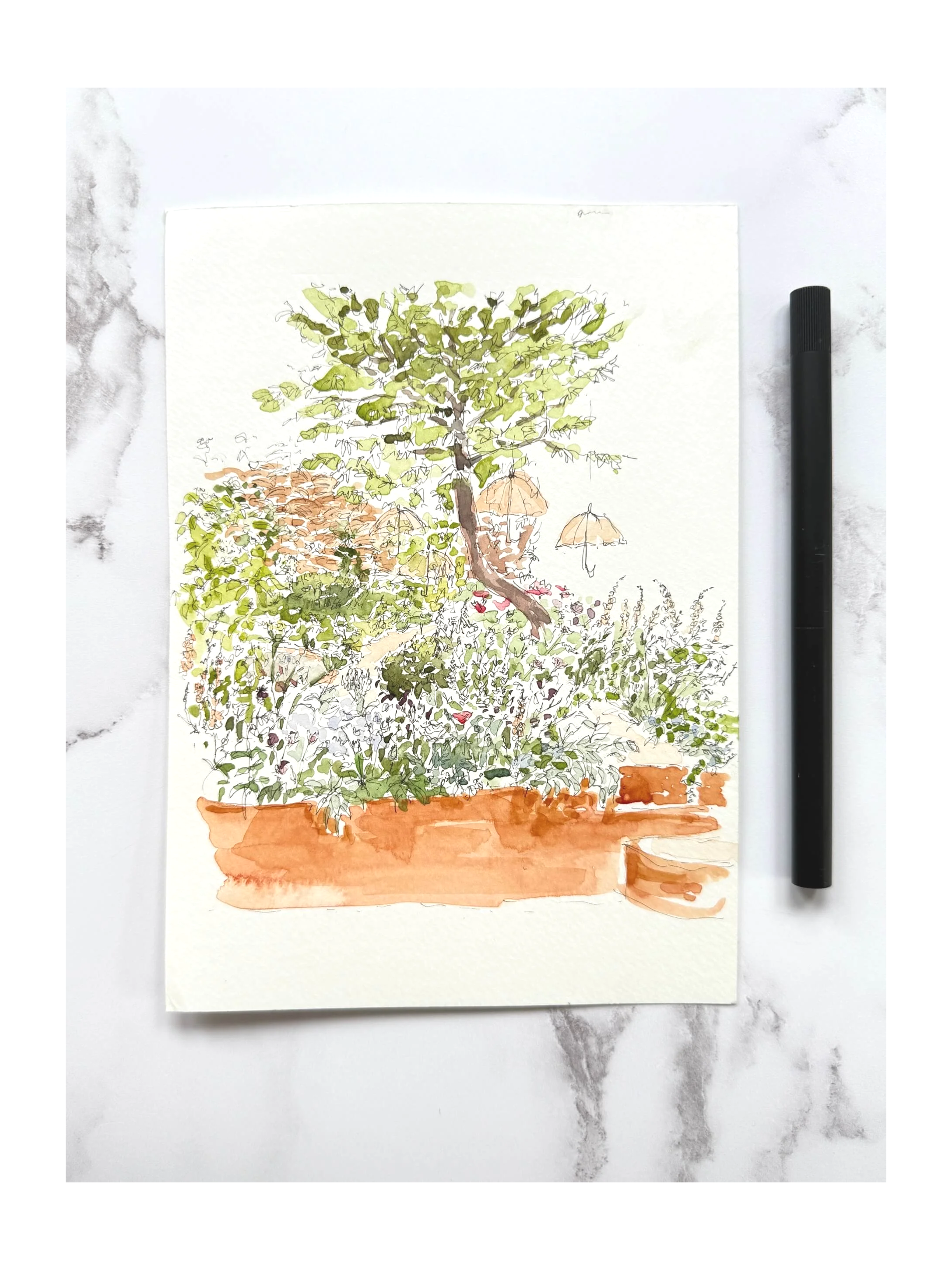 Watercolour illustration of the ADHD Foundation Garden