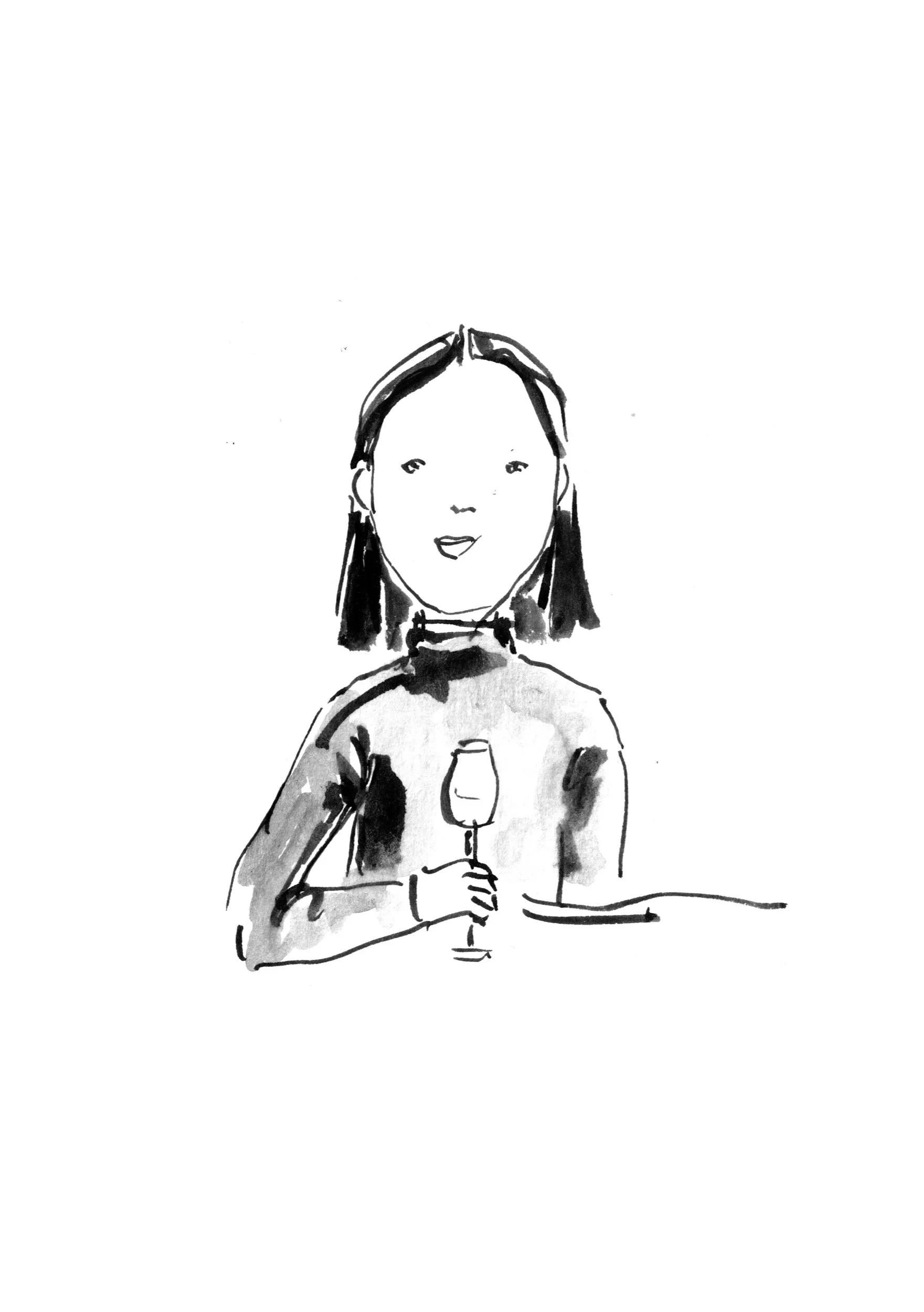 Live illustration monochrome guest portrait