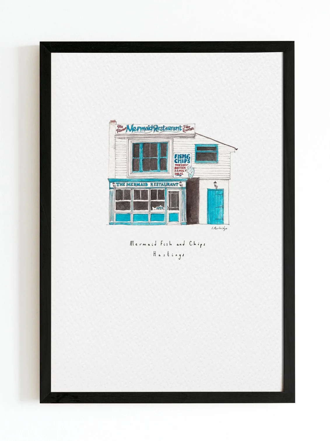 Mermaid Fish and Chips-Imogen Partridge Illustration and Design framed.jpg