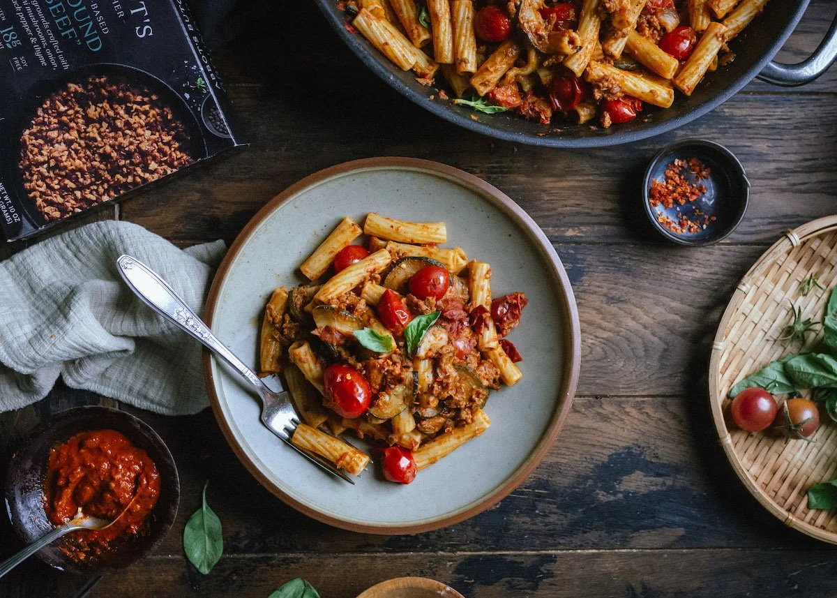 Spicy Vegan "Beef" Pasta — Abbot's