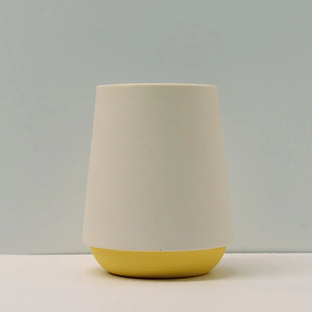 tapered vase - yellow and white