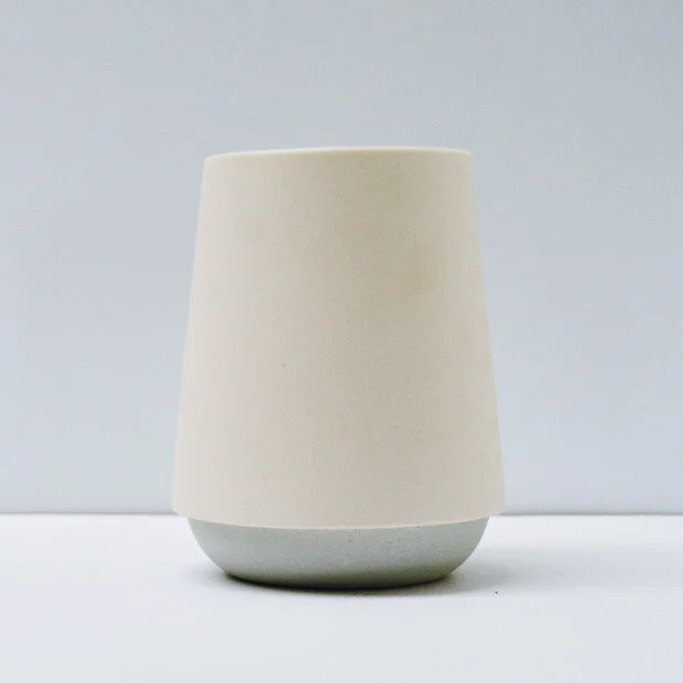 tapered vase - grey and white