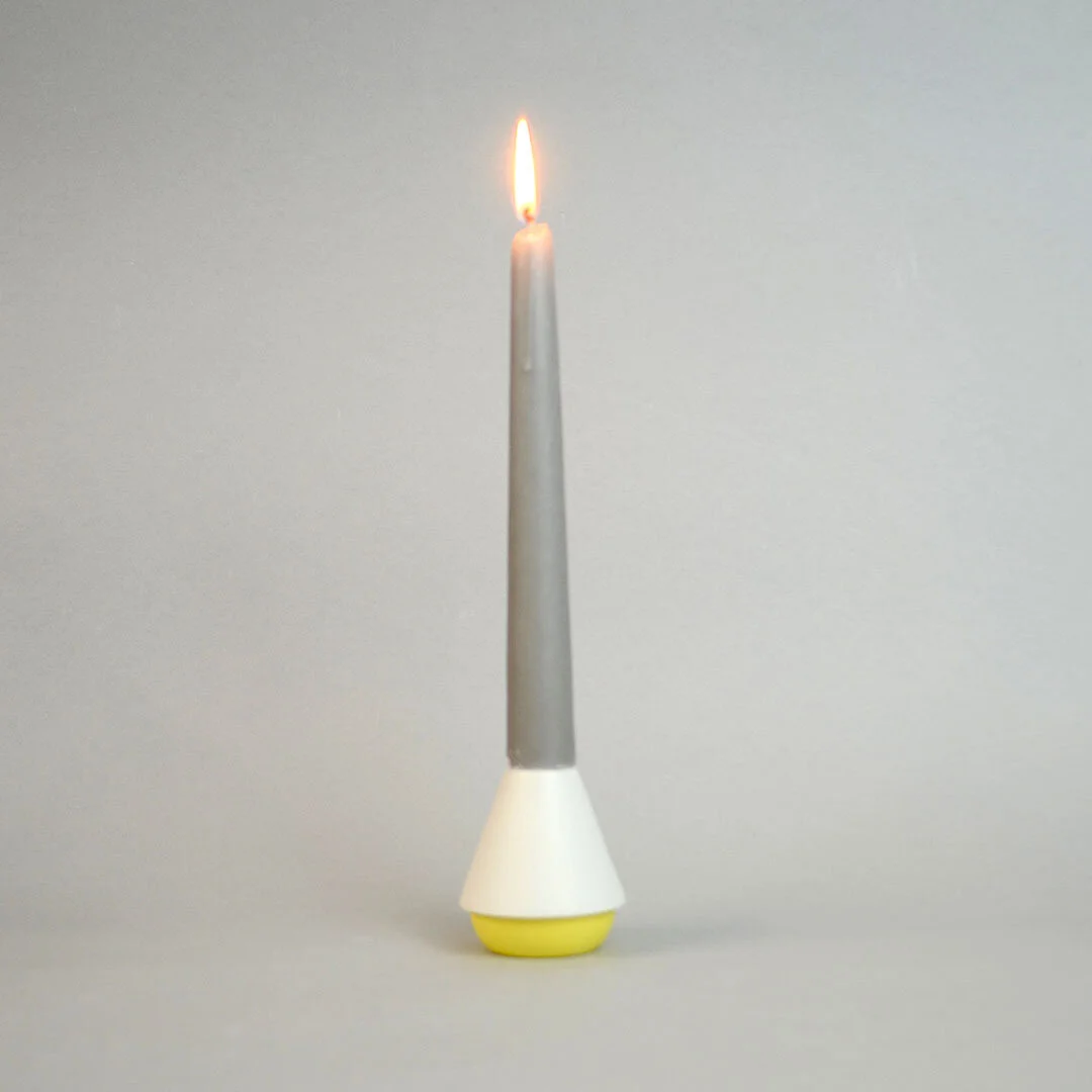 yellow candle holder
