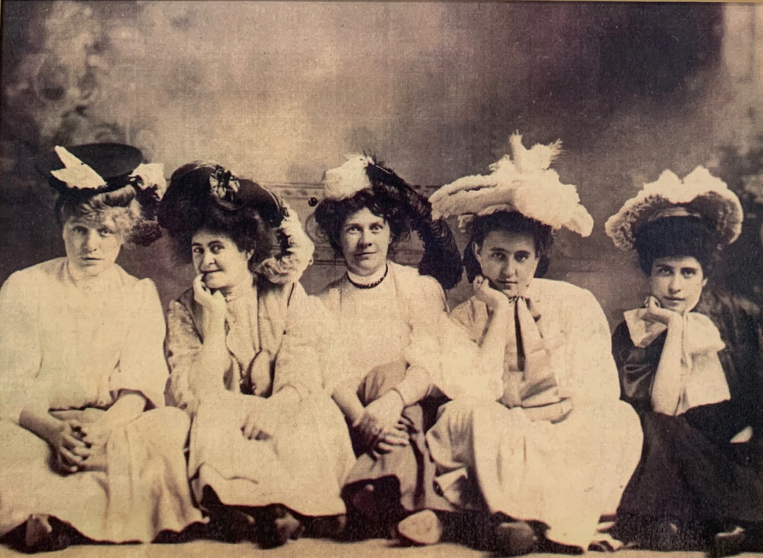 Millinery business partners with Grandmother, Elizabeth Fleming (second from right)