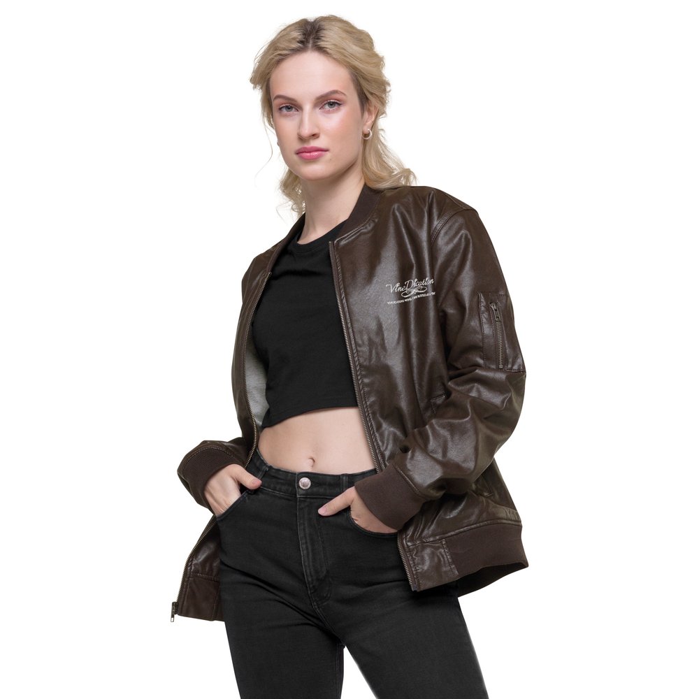 WOMEN'S BROWN LEATHER BOMBER JACKET