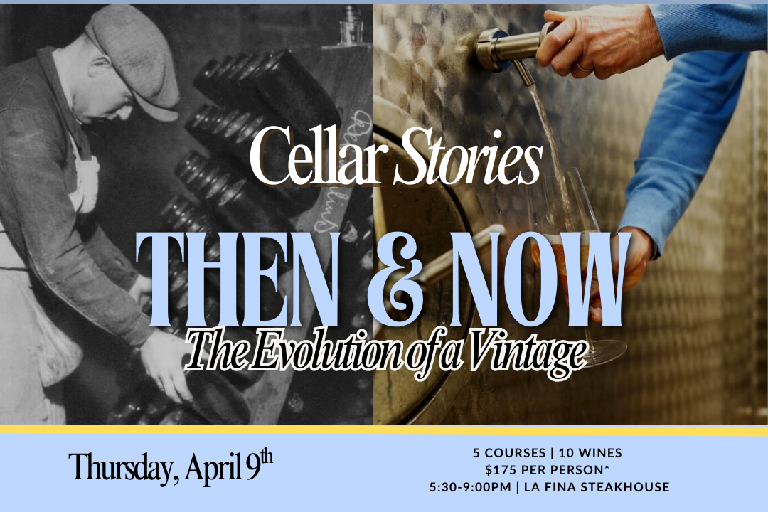 Discover how time transforms wine at our upcoming Cellar Series: Then & Now dinner. Enjoy a multi-course dining experience featuring side-by-side tastings of aged vintages and their current releases, thoughtfully paired with each course for a unique 