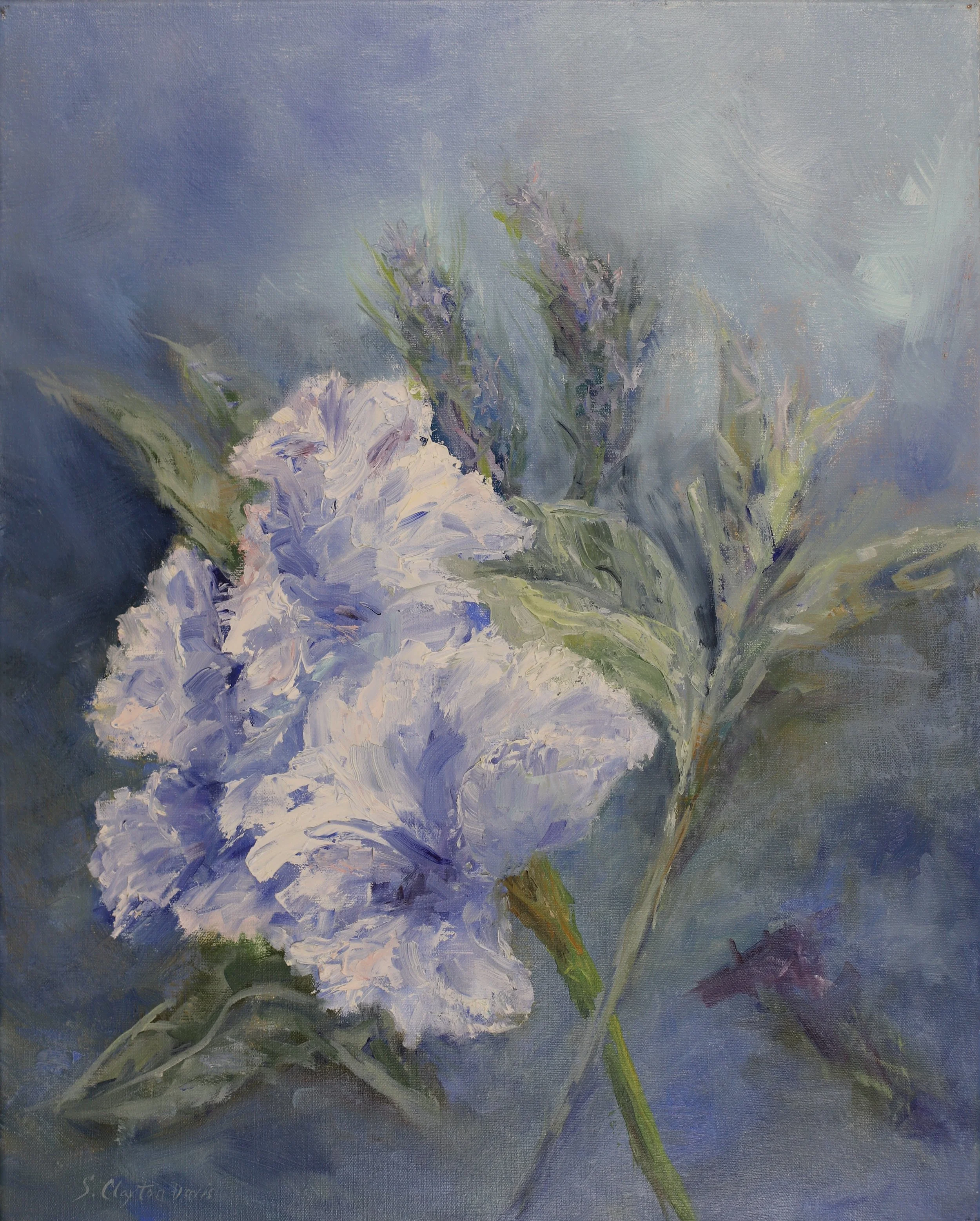 White Iris in Blue
