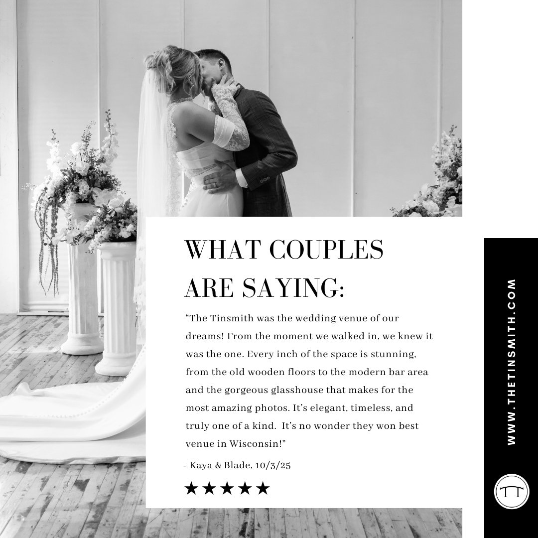 Love Notes: So honored to have been part of this beautiful beginning. Kaya &amp; Blade, thank you for choosing us to host your wedding day!⁠
⁠
⁠
Full Praise: The Tinsmith was the wedding venue of our dreams! From the moment we walked in, we knew it w