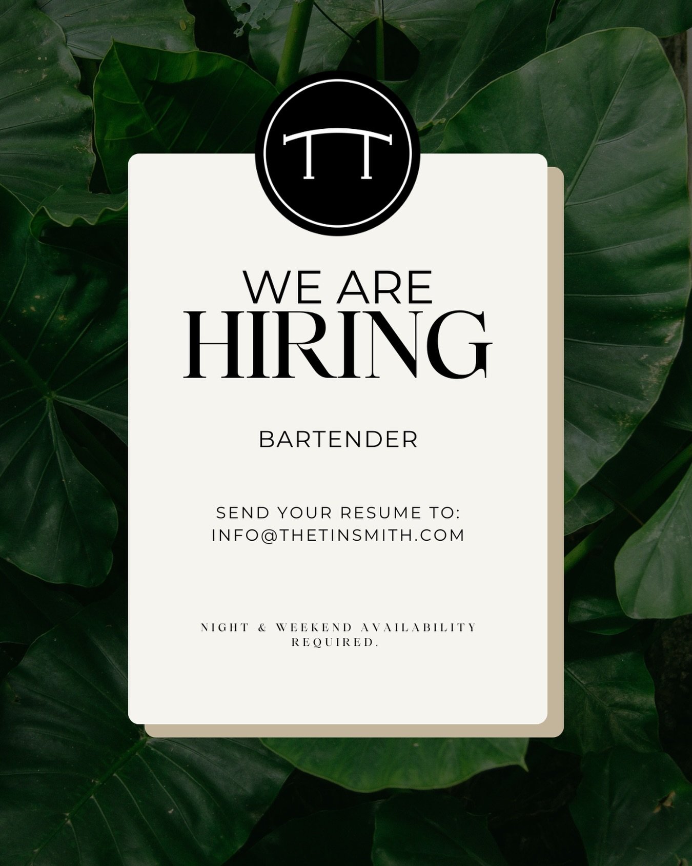 Join our award-winning team!  We are now hiring a bartender to help the drinks flowing, and vibes going, on event days.  This is largely a night/weekend heavy role, estimating 3-5 shifts per month.  Resumes and questions can be submitted to info@thet