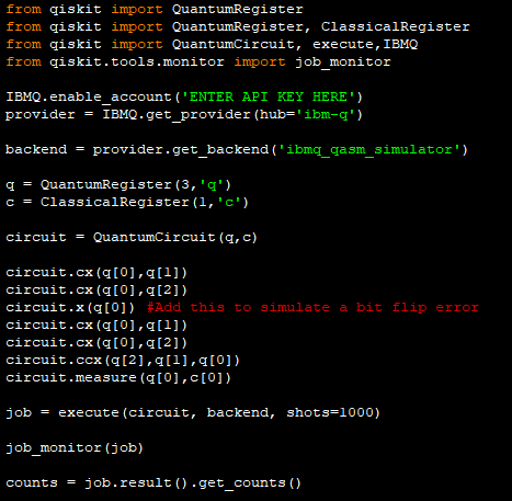Quantum Error Correction: Bit flip code in Qiskit