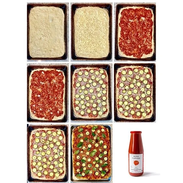 Made a nice Zucchini Marinara Grandma Pie with my favorite ingredients from our dearest friends at Bona Furtuna. The generosity shown to our Mina Family has been overwhelming and emotional in a very special way. Thank you Brian, Agatha, Steve and Mim