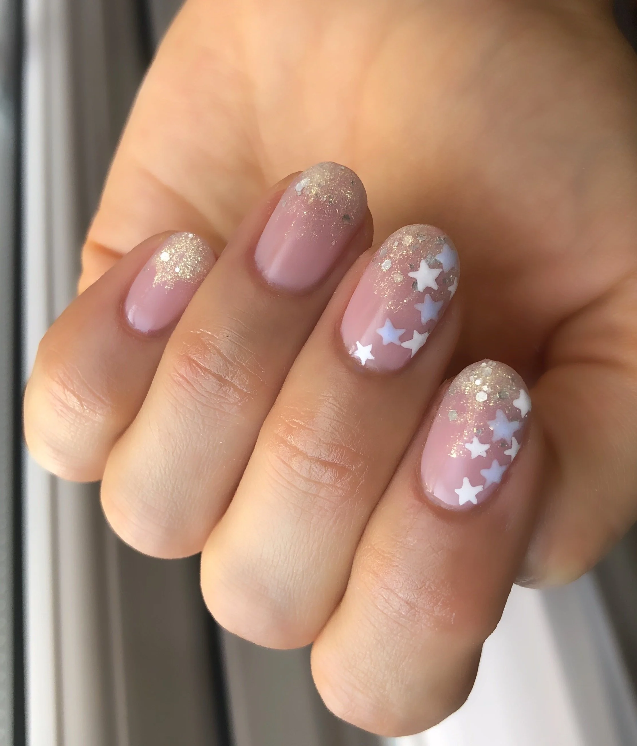 Glitter Fade Stars Nail Art Step by Step