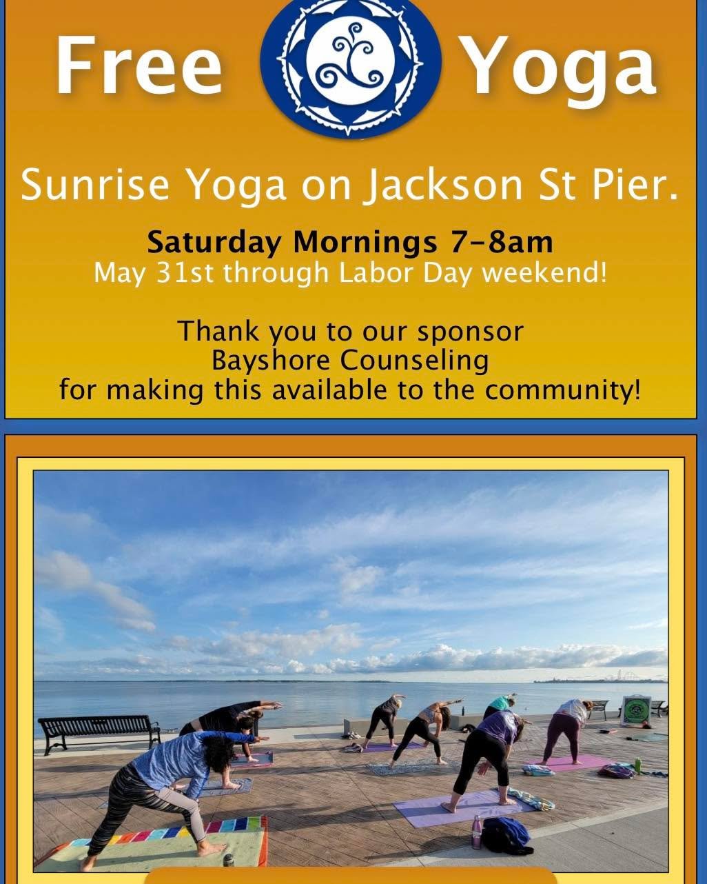 Plan your weekend! Join us for FREE Sunrise Yoga on Jackson St Pier then make it a perfect Saturday morning outing by heading over to browse the Sandusky Farmer's Market (farmers market opens June 14th!)