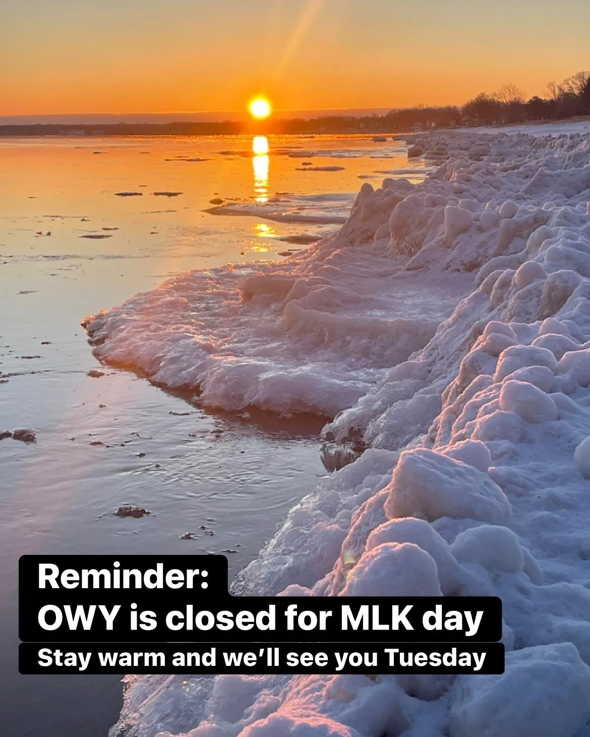No classes at OWY on Jan 19th in honor of Dr. Martin Luther King Jr. and his incredible contributions to justice and equality.