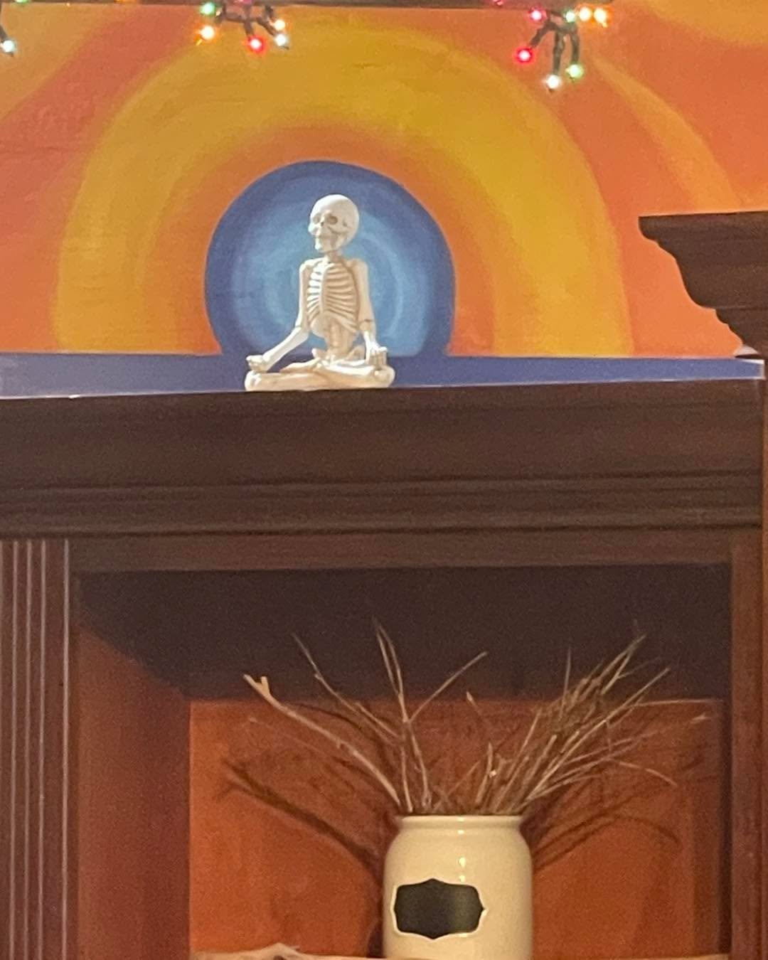 Little surprises!
Over the years things just show up at OWY.  It&rsquo;s kind of like magic.  Sometimes people ask if they can gift us large plants or other items, sometimes things just show up with no explanation.

Three little skeleton yogi&rsquo;s