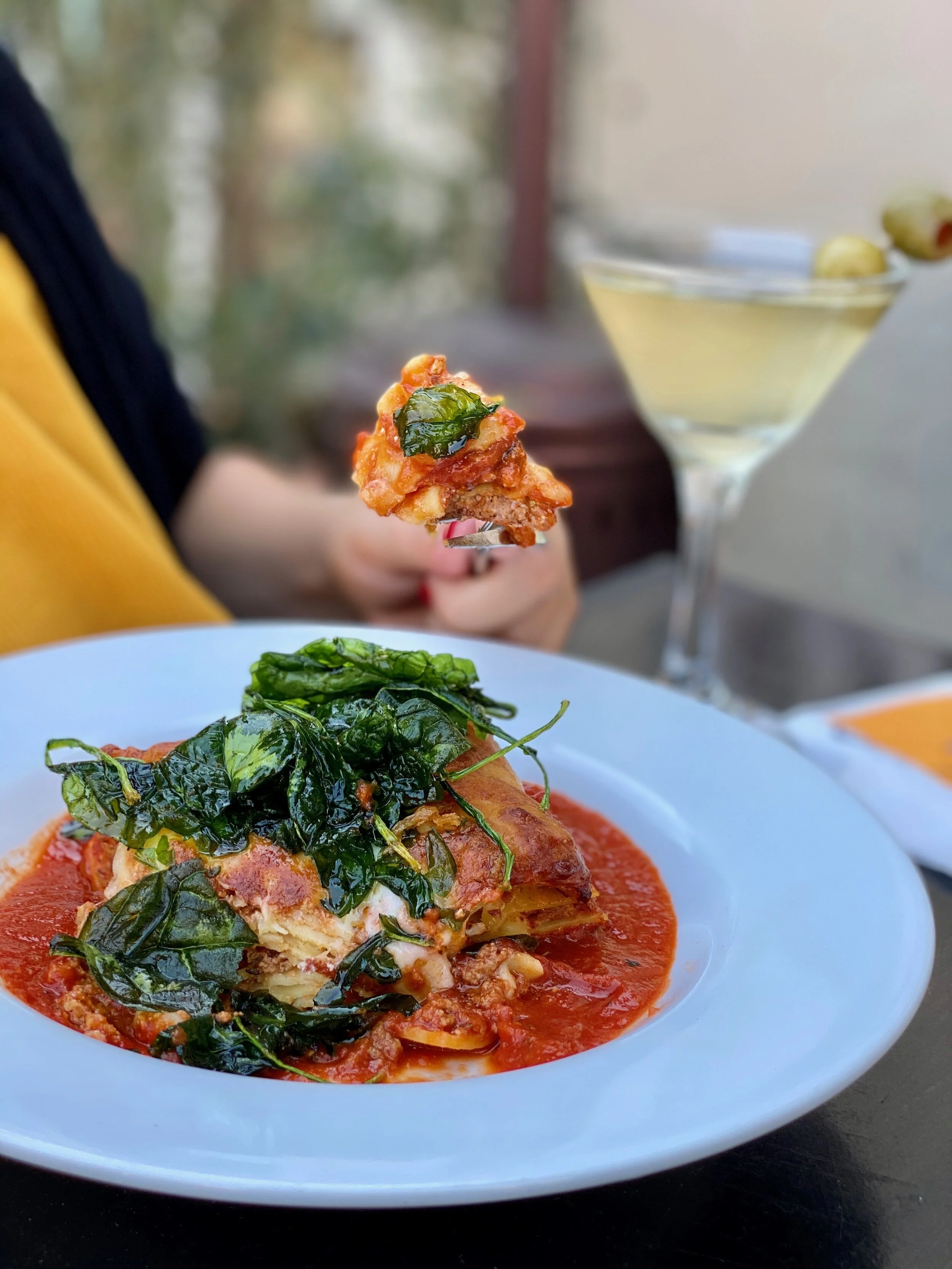 lasagna with spinach and red sauce