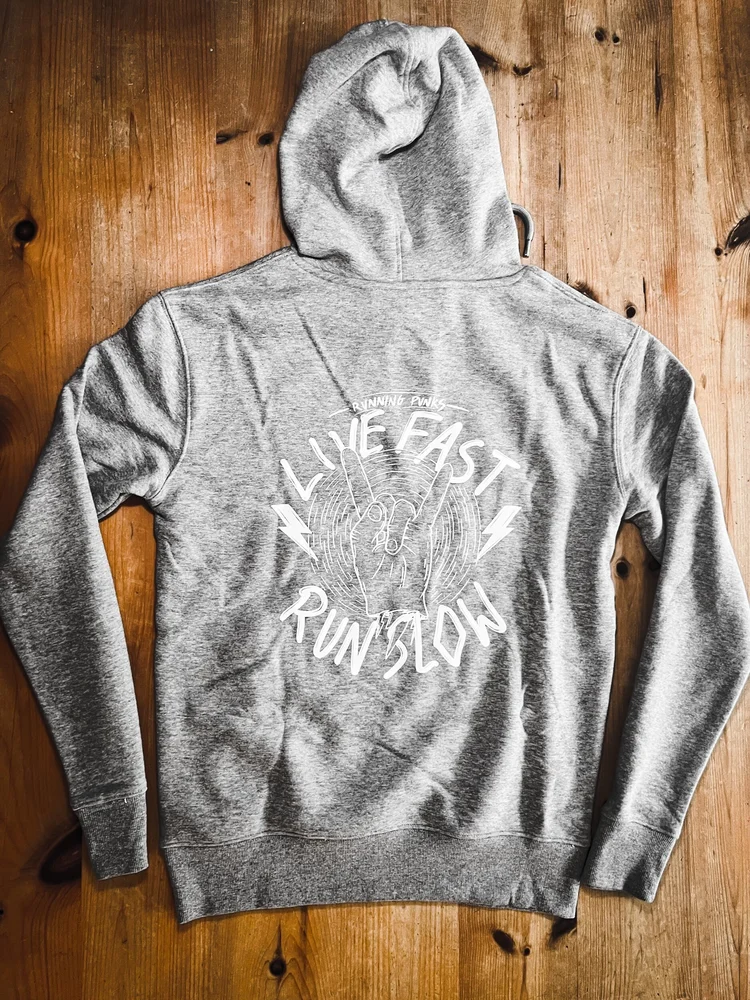 LIVE FAST RUN SLOW HOODIE (Unisex) Grey Marl — RUNNING PUNKS
