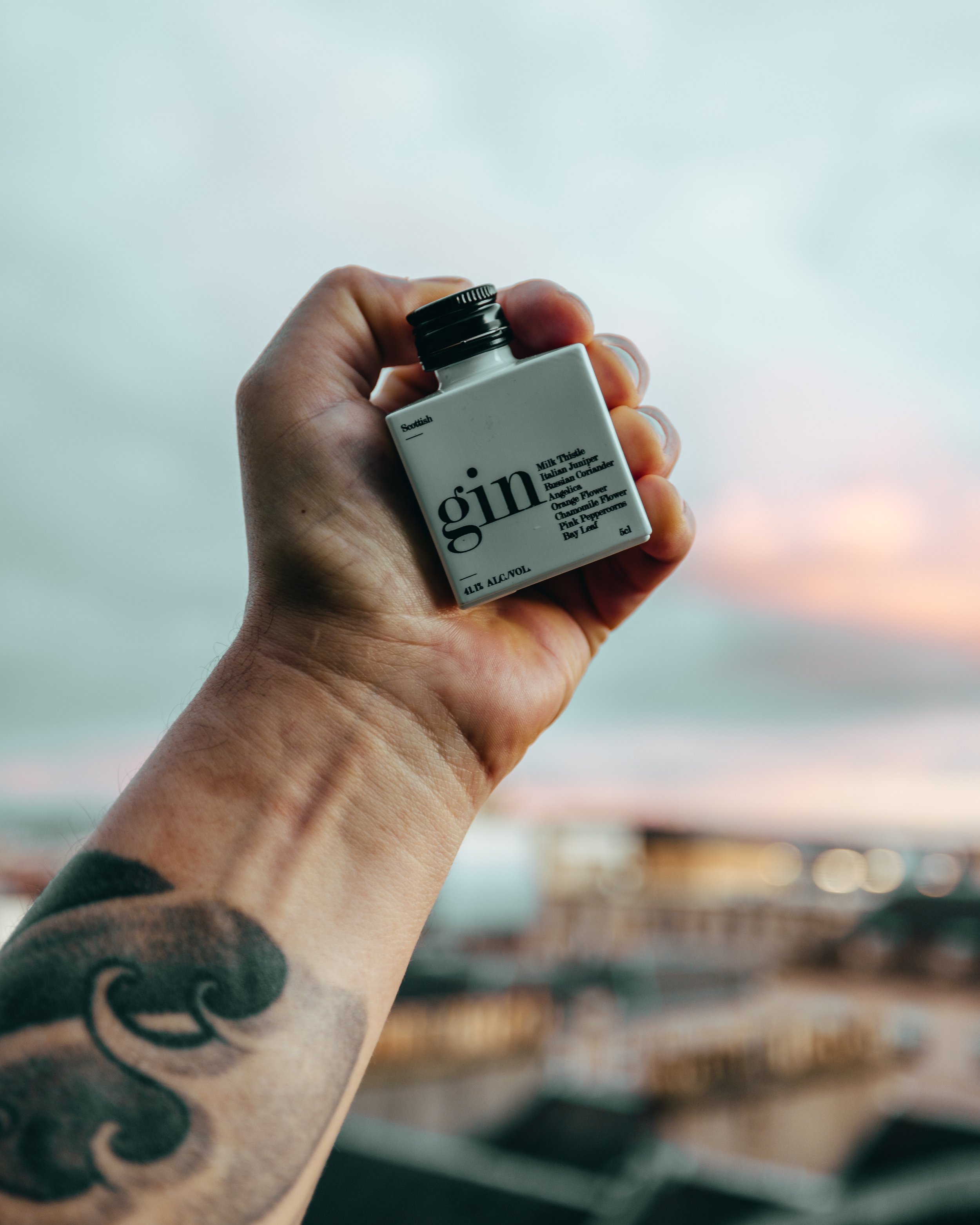 A mini bottle of gin