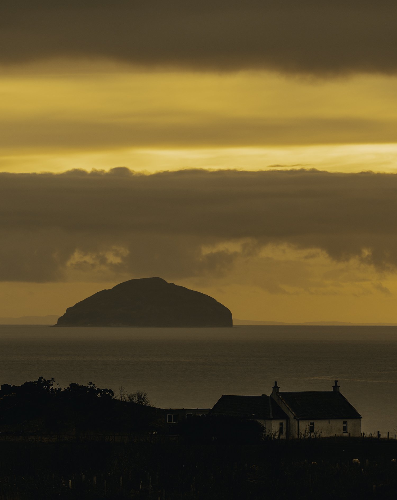 View of Ailsa Craig at sunset