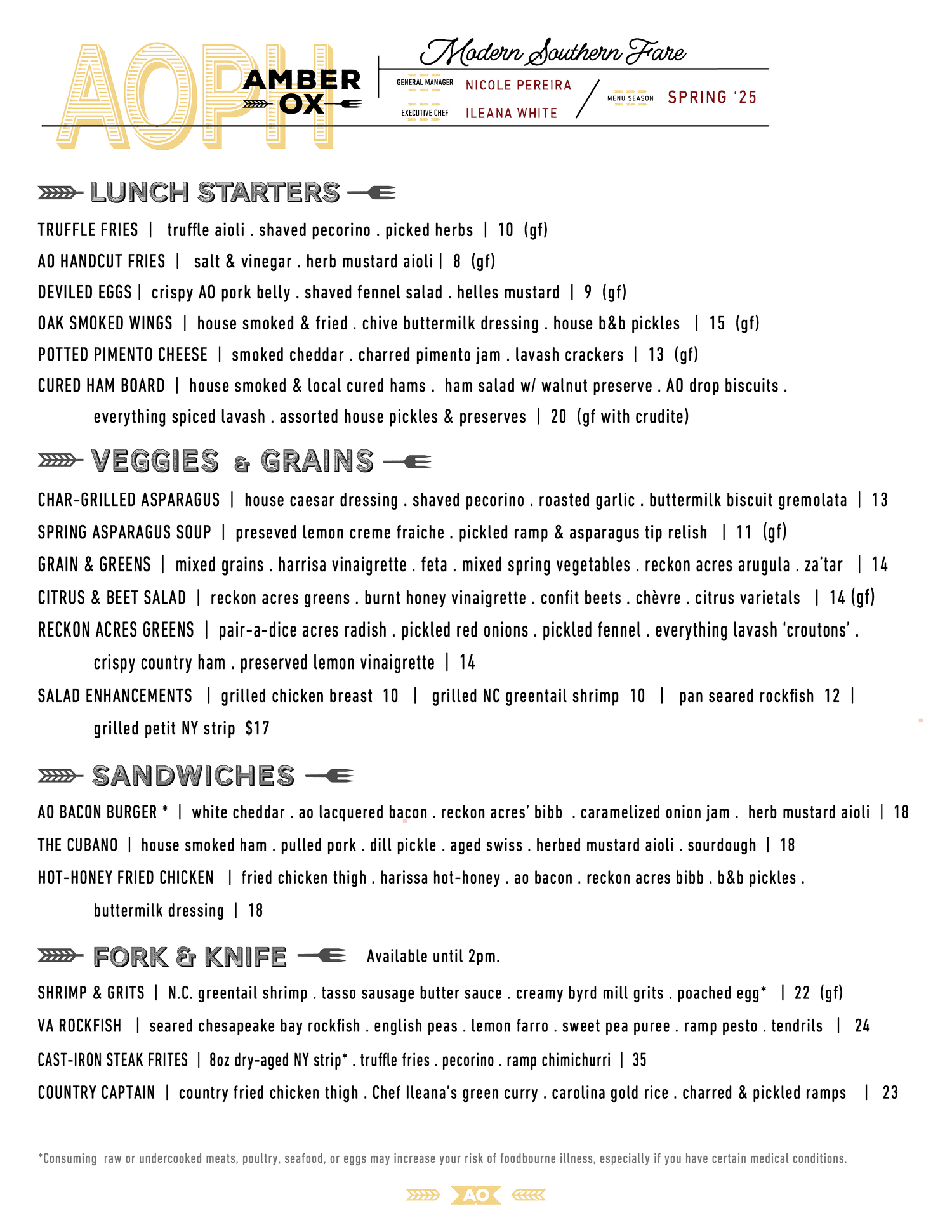Lunch — the amber ox public house