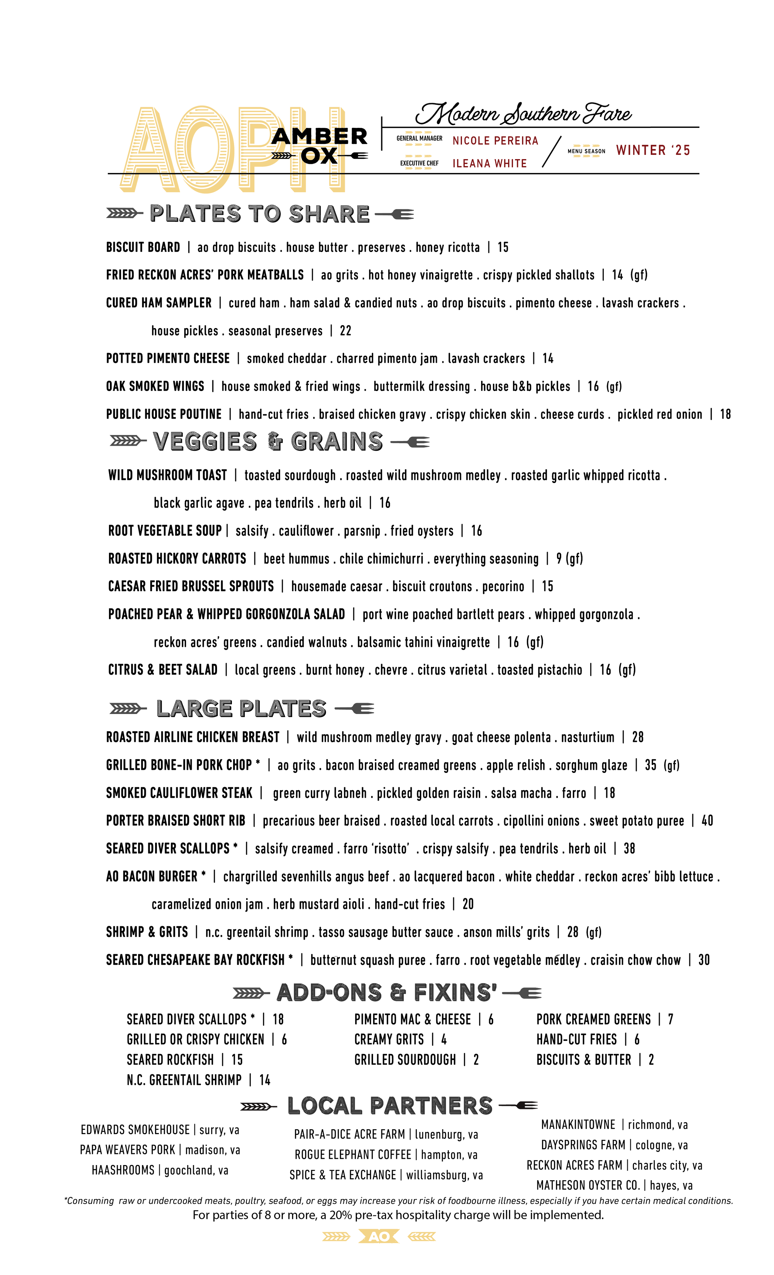 Dinner — the amber ox public house