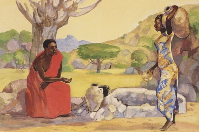 Jesus and the Samaritan Woman by JESUS MAFA, from Art in the Christian Tradition,  a project of the Vanderbilt Divinity Library. For more information, click here.