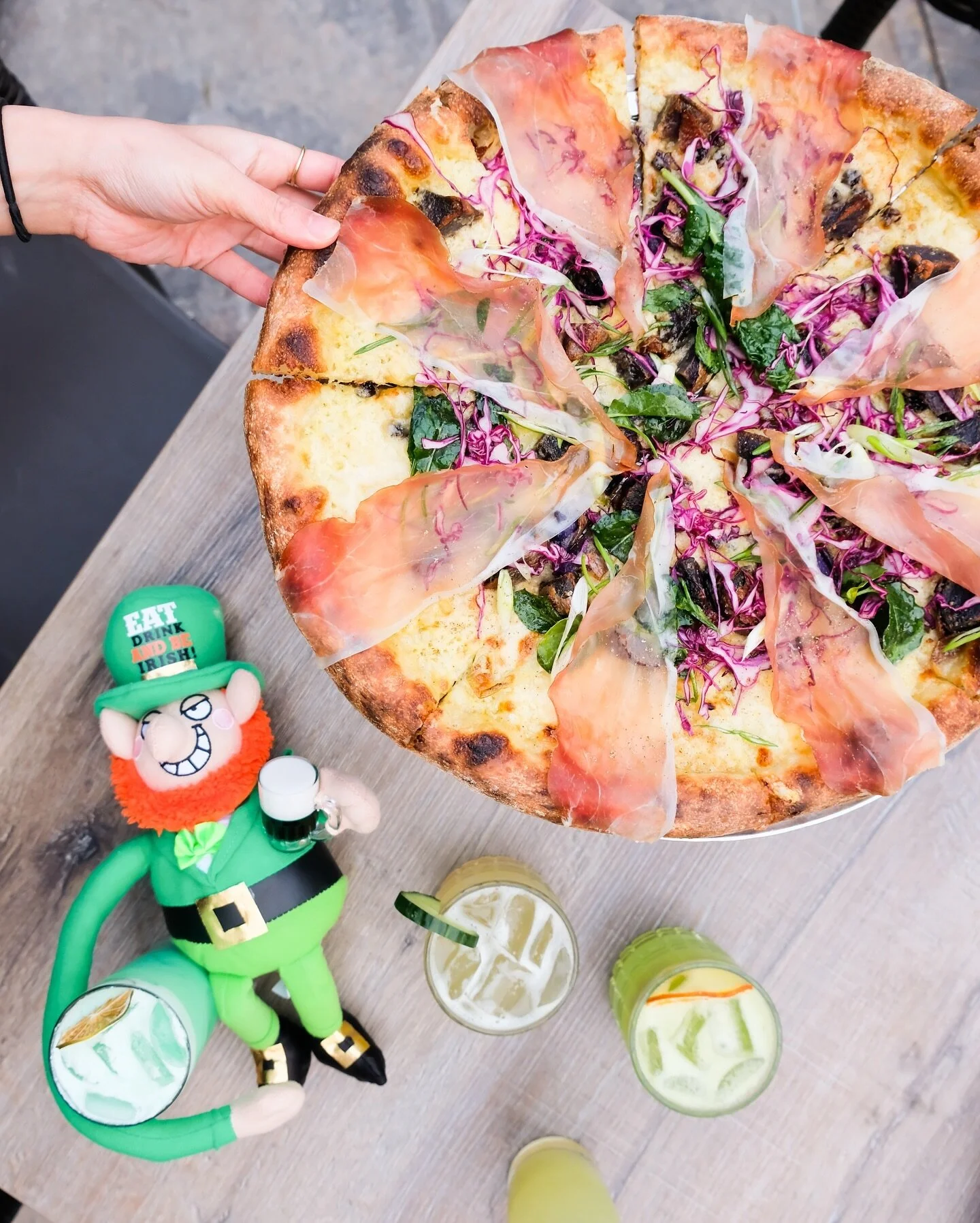 We&rsquo;re getting ready ☘️ Enjoy St. Patrick&rsquo;s Day in style with the return of our St. Paddy&rsquo;s Pizza (speck, leek crema, fresh mozz, currants, gruyere, purple potatoes, baby kale &amp; cabbage and cabbage salad, sherry maple gastrique) 