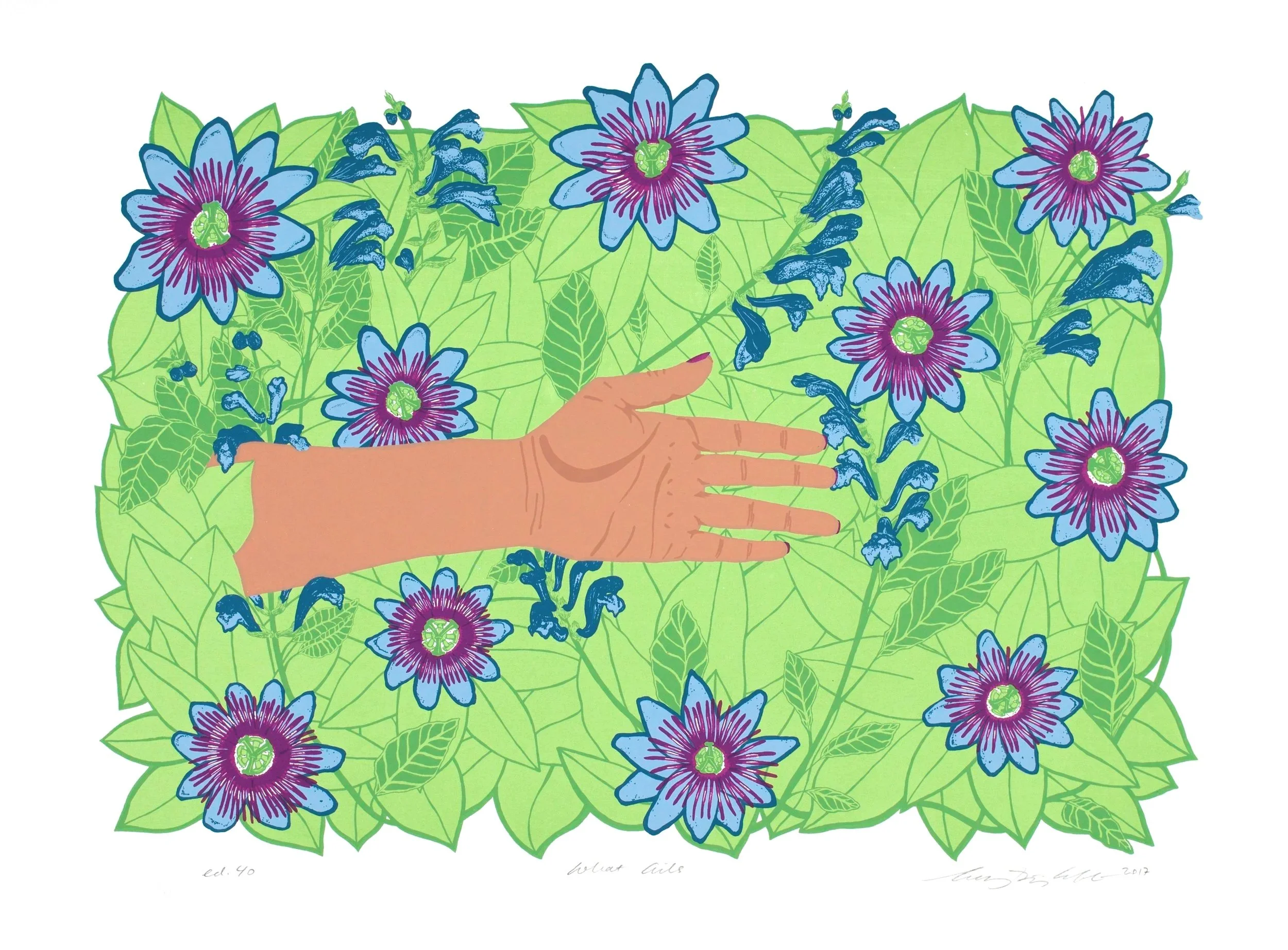  What Ails 
screenprint
22" x 30"
2017
Printed at Taller Arte del Nuevo Amanecer (TANA)
